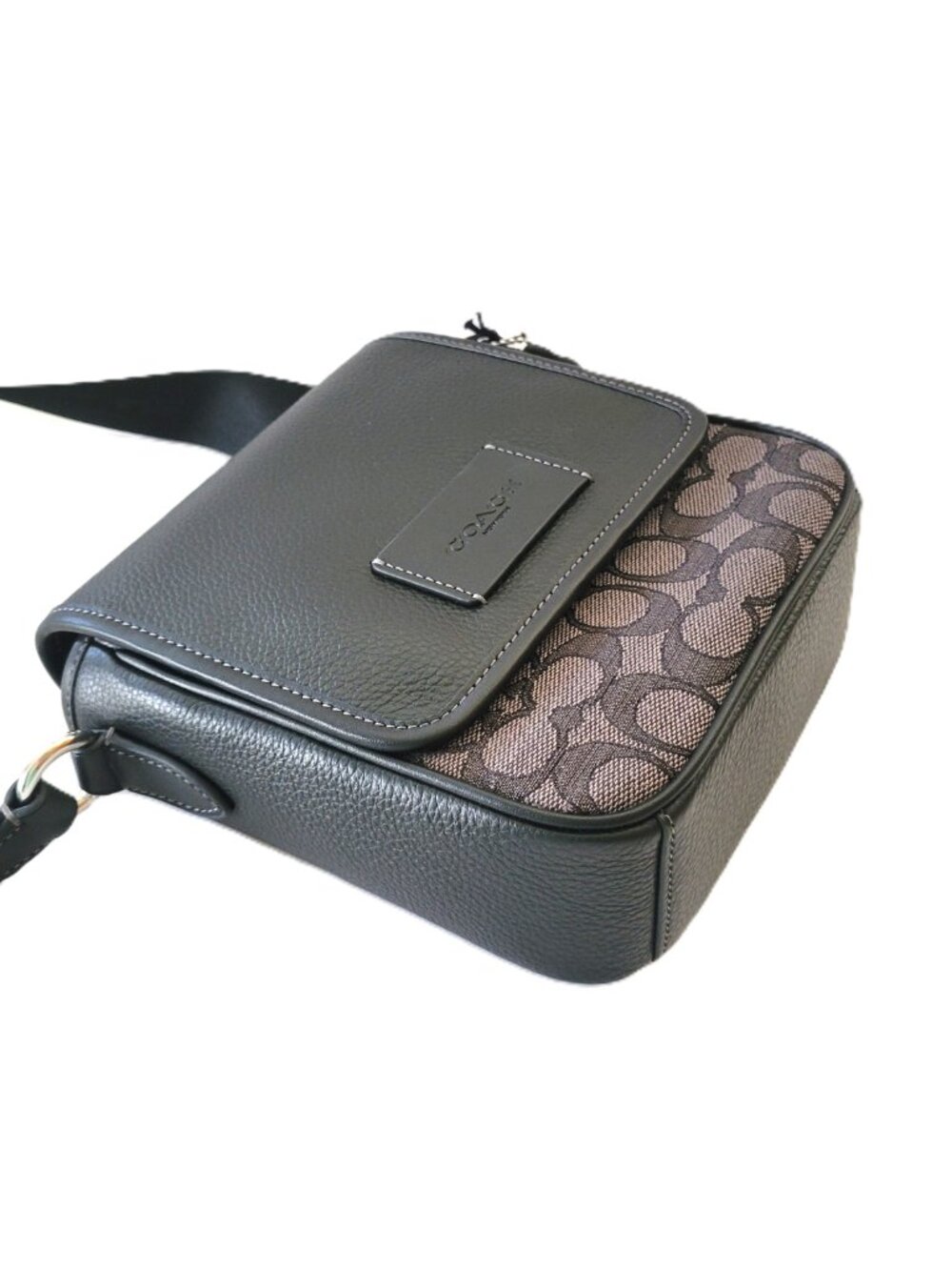 Coach CAT13 Lucas Crossbody Charcoal Signature Jacquard Black Messenger Bag - Picture 6 of 7